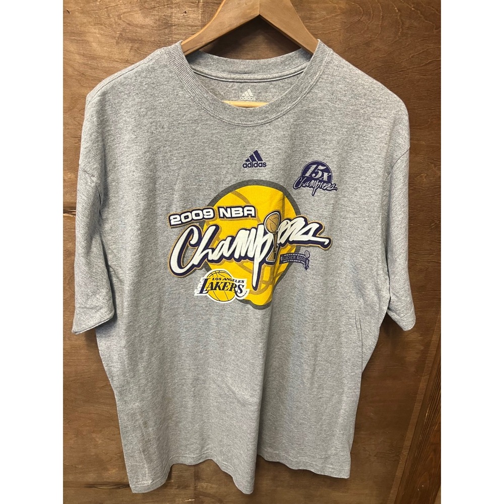 Adidas Los Angeles Lakers 2009 NBA Champions T-Shirt Mens XL Gray‎ 15x Title Tee
